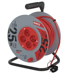 Emos P194253 délka kabelu 25m, na bubnu 4x zásuvka, PVC, vodič 1,5 mm2
